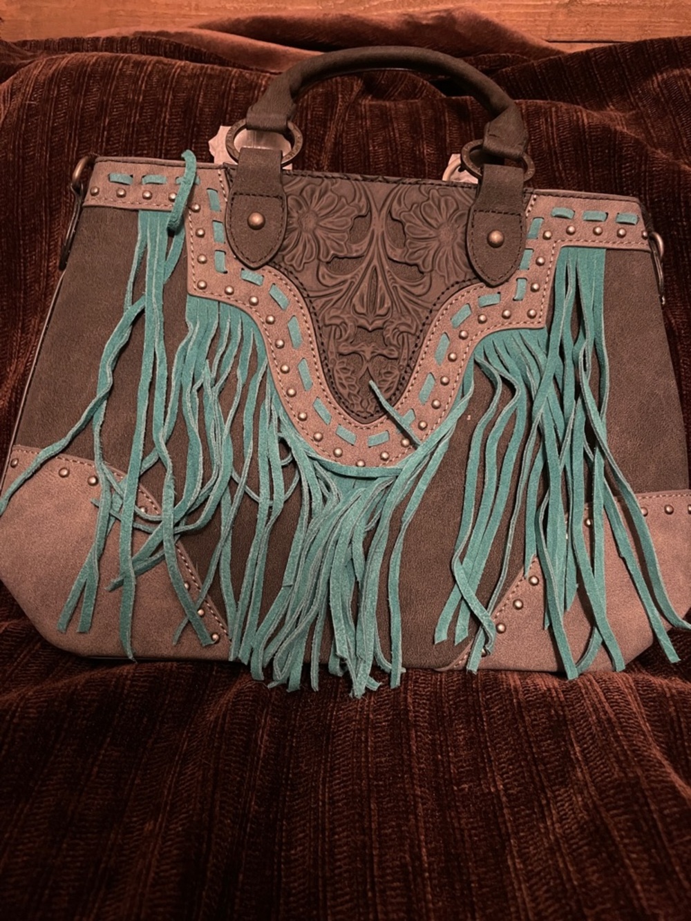 Trinity ranch genuine leather fringe purse